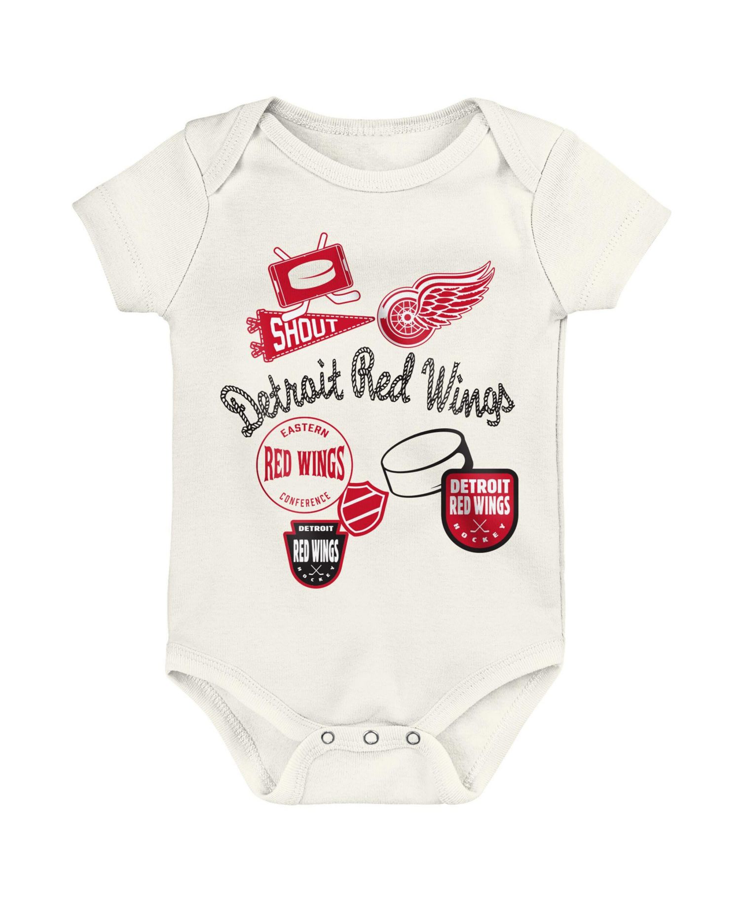 Baby Boys and Girls 3- Pack Detroit Red Wings Littlest Player Bodysuit Set
