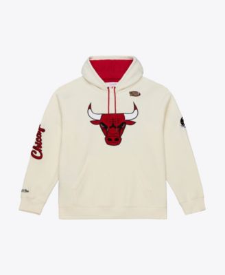 Men's Cream Chicago Bulls Hardwood Classics Chainstitch Premium Fleece Hoodie