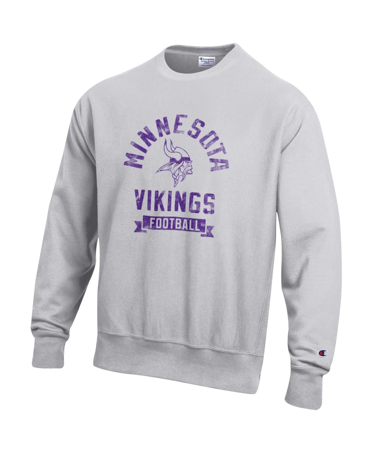 Men's Heather Gray Minnesota Vikings Reverse Weave Fleece Pullover Sweatshirt