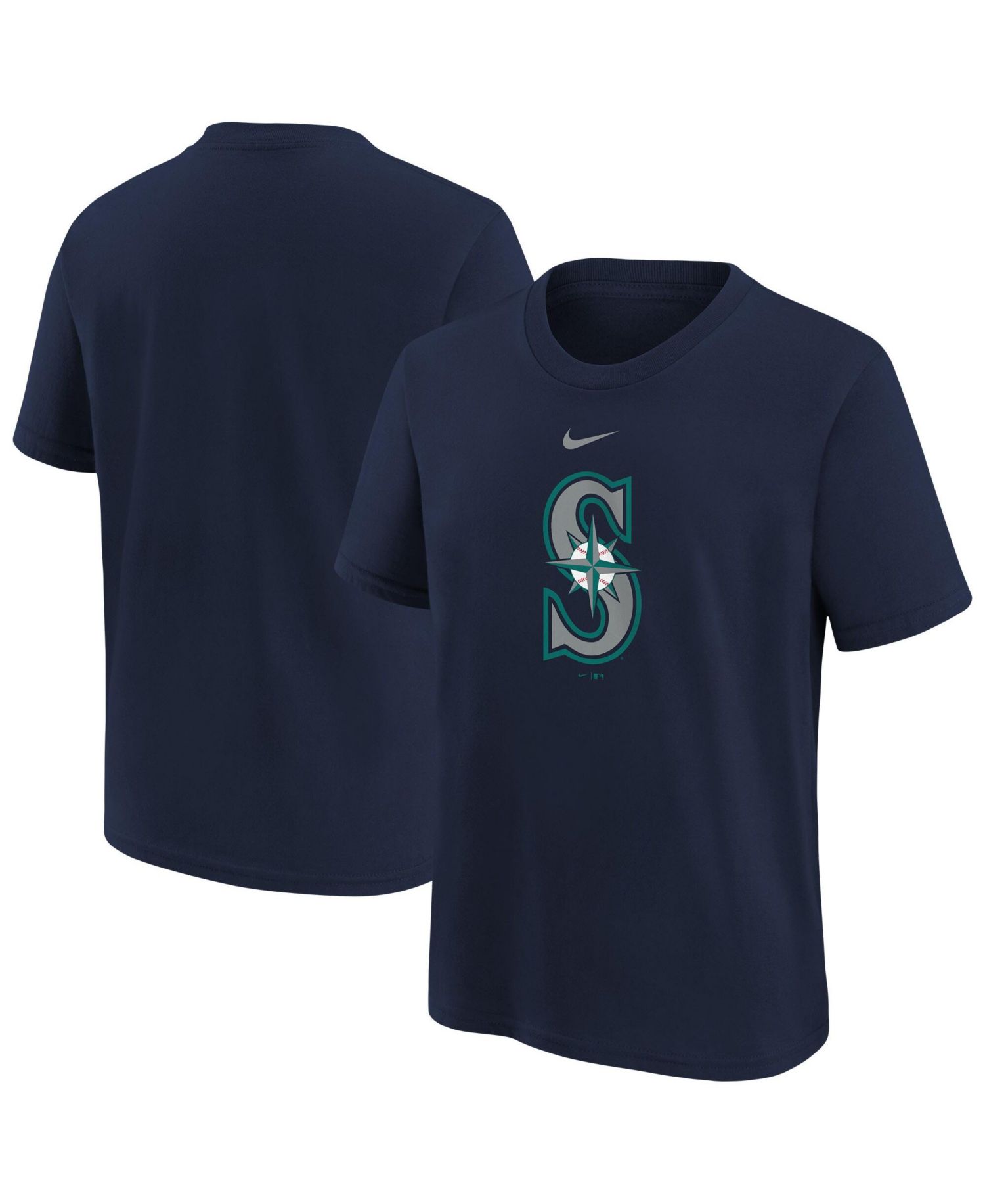 Big Boys and Girls Navy Seattle Mariners Large Logo T-Shirt
