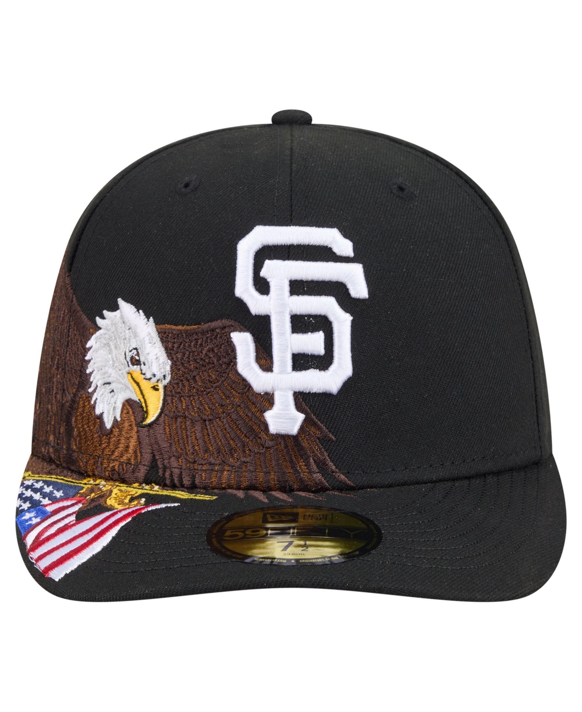 New Era Men's Black San Francisco Giants Americana Bald Eagle Pre-Curved 59FIFTY Fitted Hat