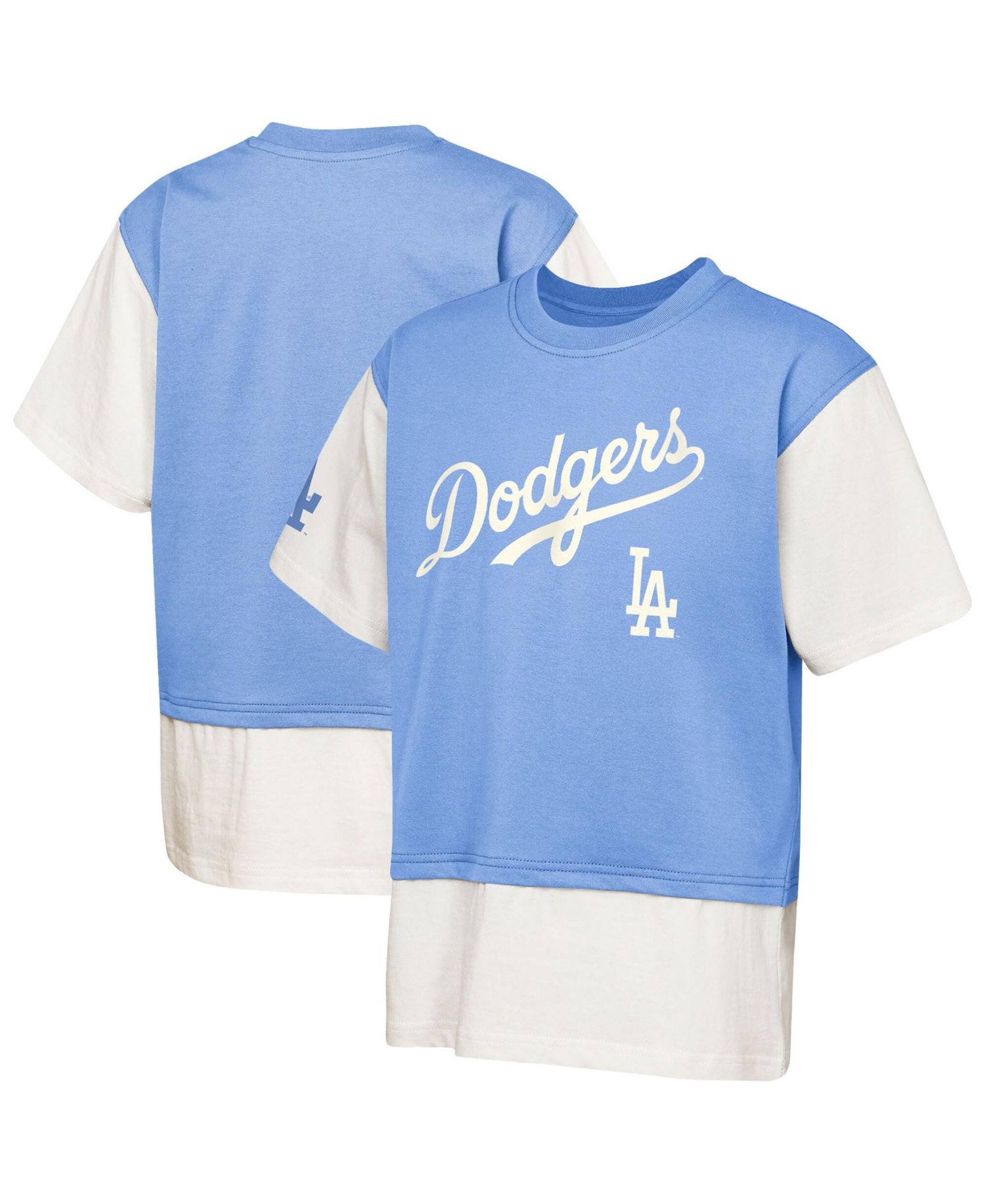 Big Boys and Girls Royal/Cream Los Angeles Dodgers Ultimate Pastels Premium Double Run T-Shirt
