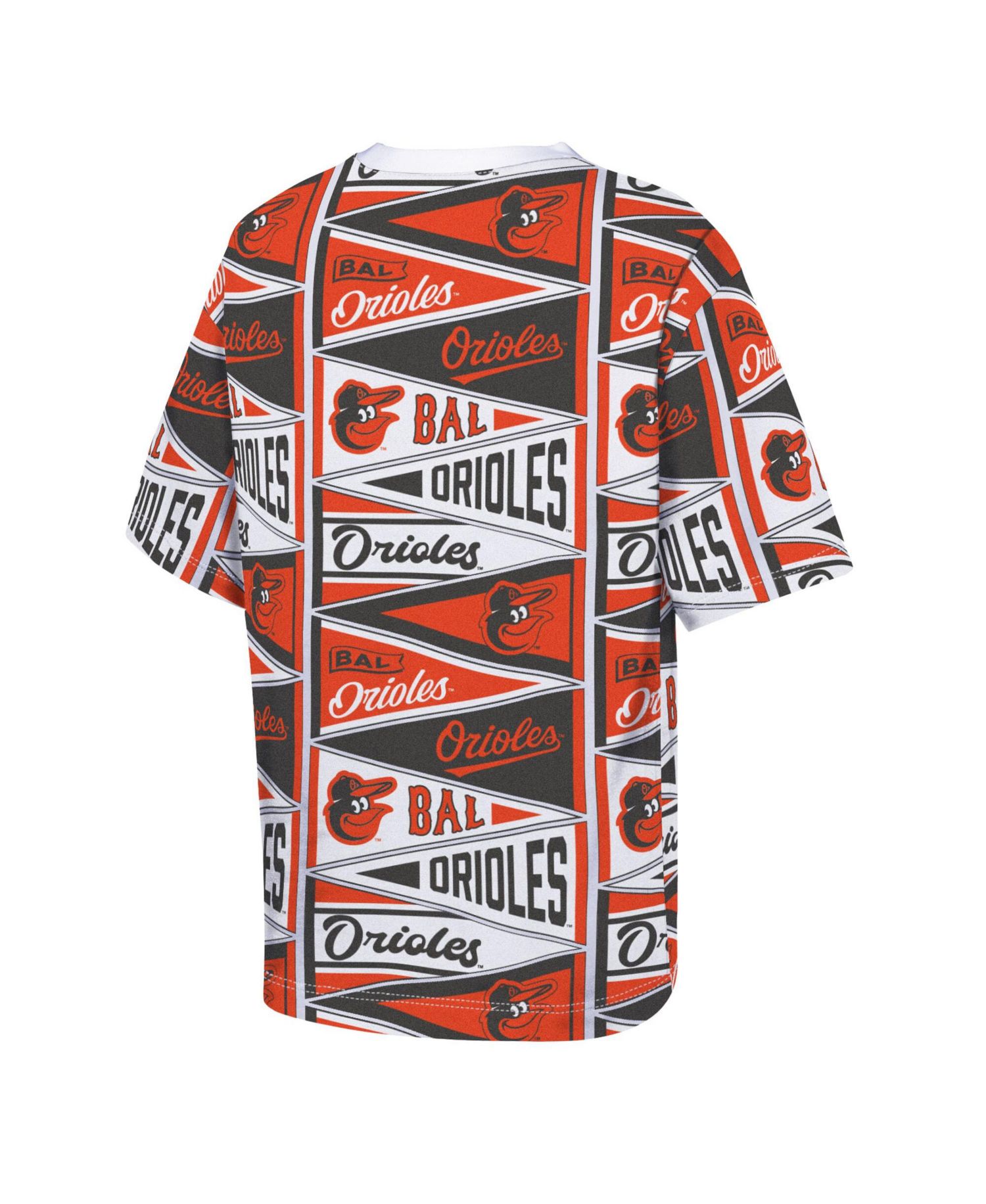 Big Boys and Girls Orange Baltimore Orioles All-Over Pennant T-Shirt