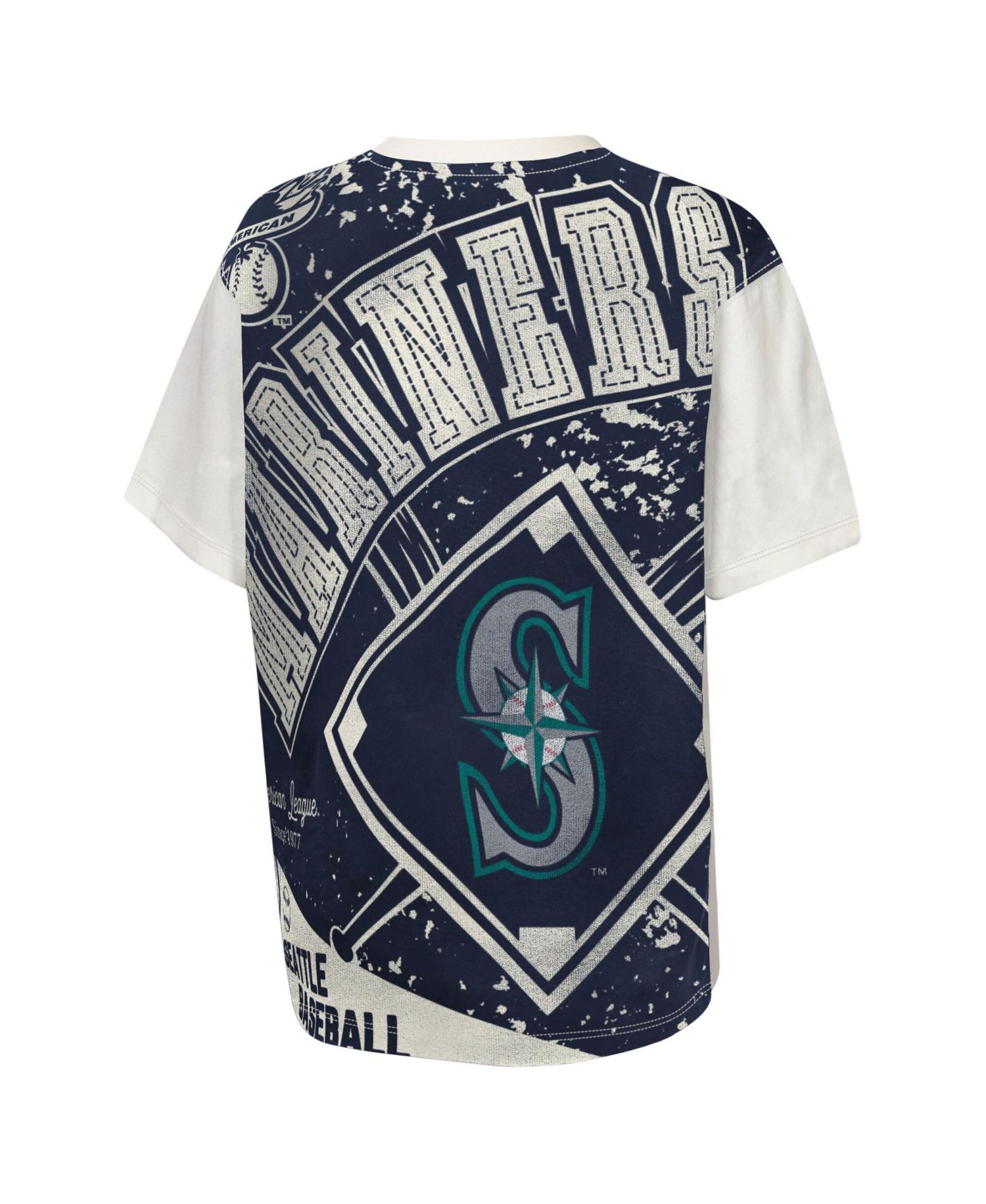 Big Boys and Girls Cream Seattle Mariners Big League Top Player Bold All-Over-Print T-Shirt