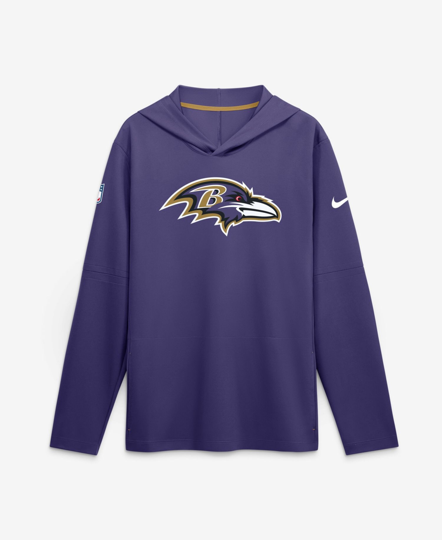 Men's Purple Baltimore Ravens Sideline Dri-FIT Long Sleeve Hooded T-Shirt