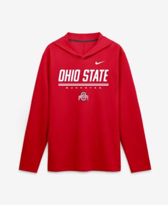 Men's Scarlet Ohio State Buckeyes 2026 Sideline Lightweight Long Sleeve Hooded Dri-FIT T-Shirt