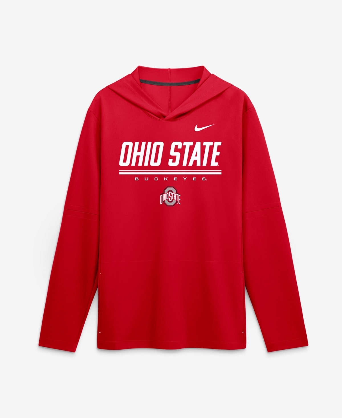 Nike Men's Scarlet Ohio State Buckeyes 2026 Sideline Lightweight Long Sleeve Hooded Dri-fit T-Shirt - Scarlet