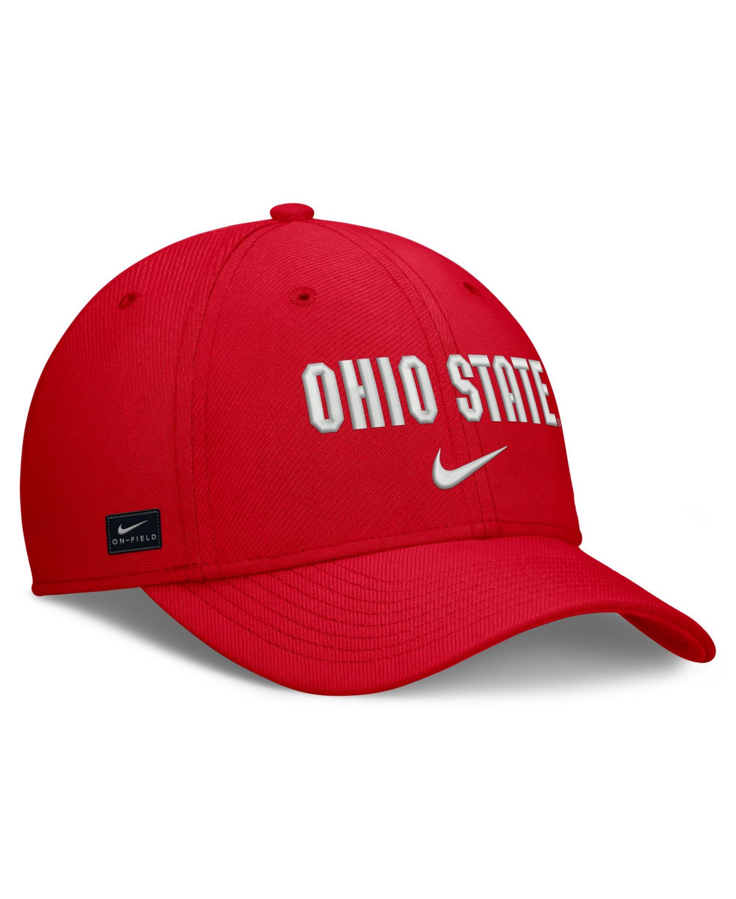 Men's Scarlet Ohio State Buckeyes Rise On-Field SwooshFlex Dri-FIT Flex Hat