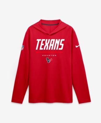 Men's Red Houston Texans Sideline Lightweight Long Sleeve Hooded Dri-FIT T-Shirt