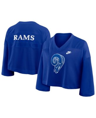 Women's Royal Los Angeles Rams Rewind Cropped Mesh Dri-FIT Fashion Jersey