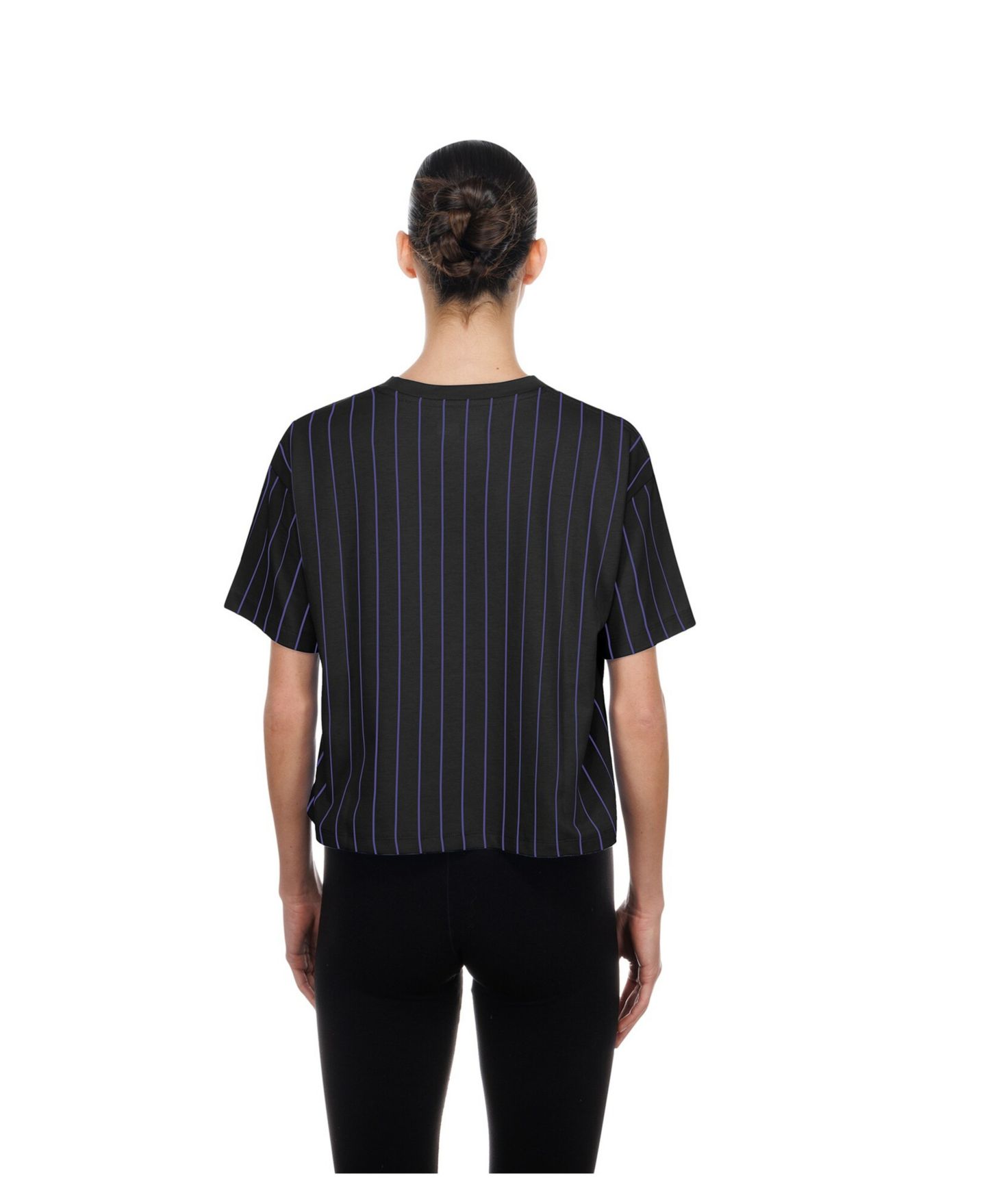 Женская футболка New Era Black Tampa Bay Rays City Connect Throwback Meshback Pinstripe Boxy — фото 4