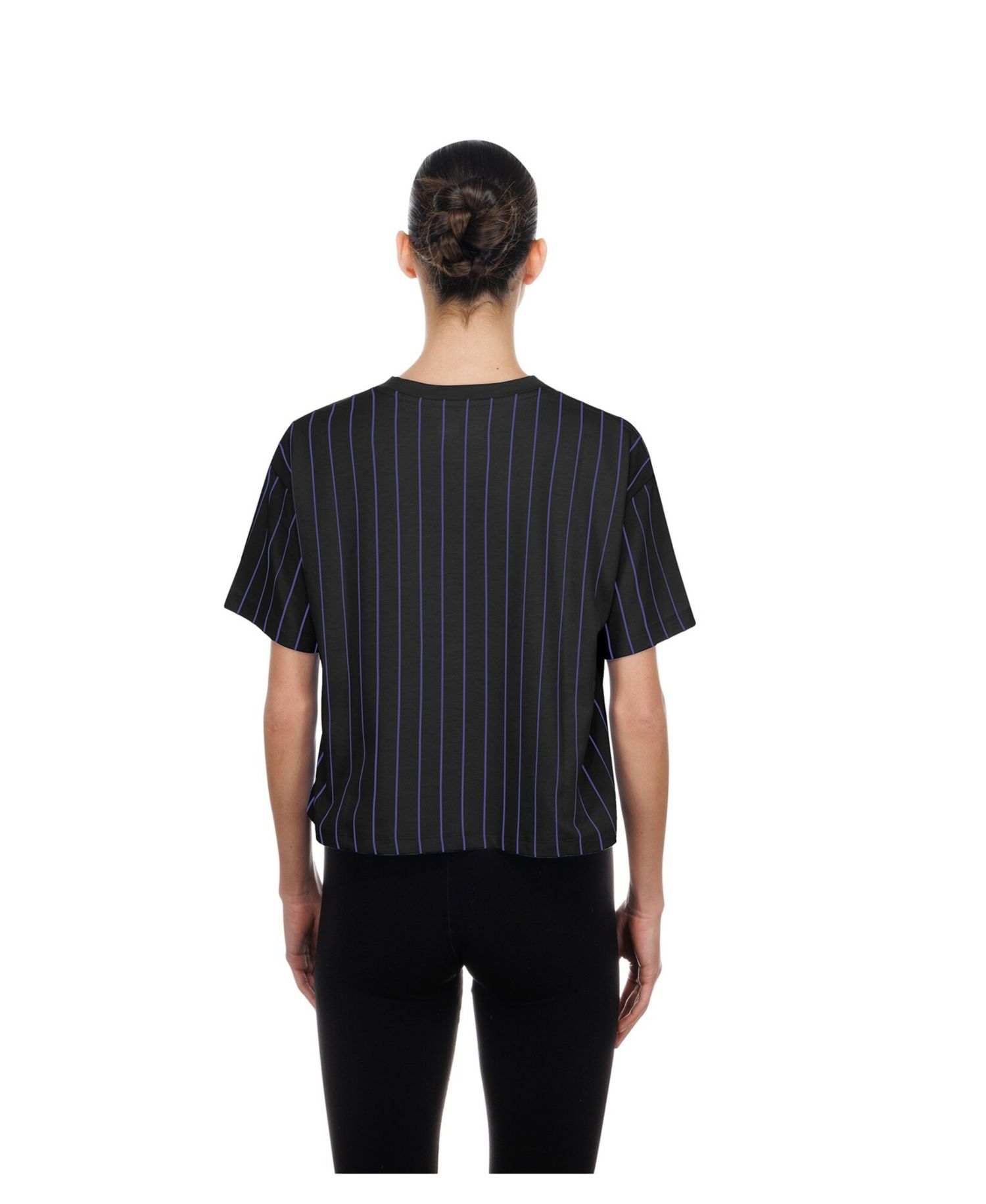 Women's Black Tampa Bay Rays City Connect Throwback Meshback Pinstripe Boxy T-Shirt