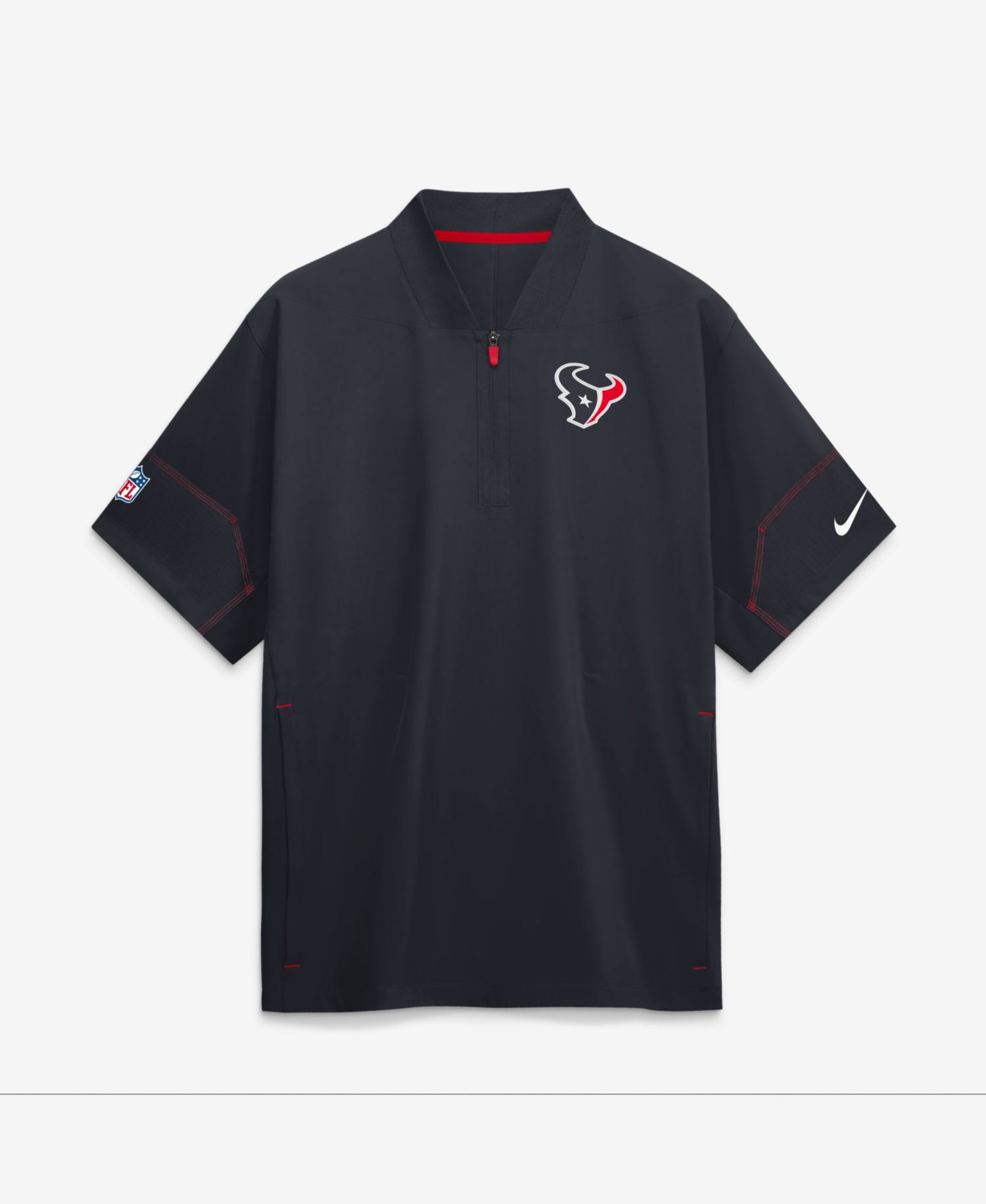 Men's Navy Houston Texans Sideline Short Sleeve Quarter-Zip Coaches Jacket