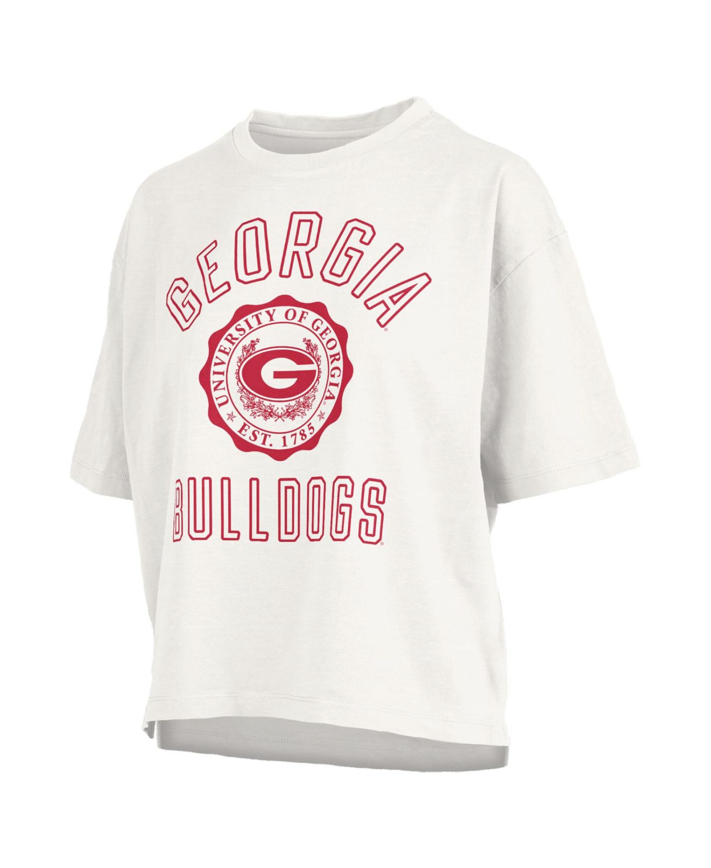 Женская футболка Pressbox White Georgia Bulldogs Motley Crew Bishop Waist Length Oversized Slub — фото 3