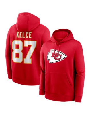 Men's Travis Kelce Red Kansas City Chiefs Name & Number Hoodie
