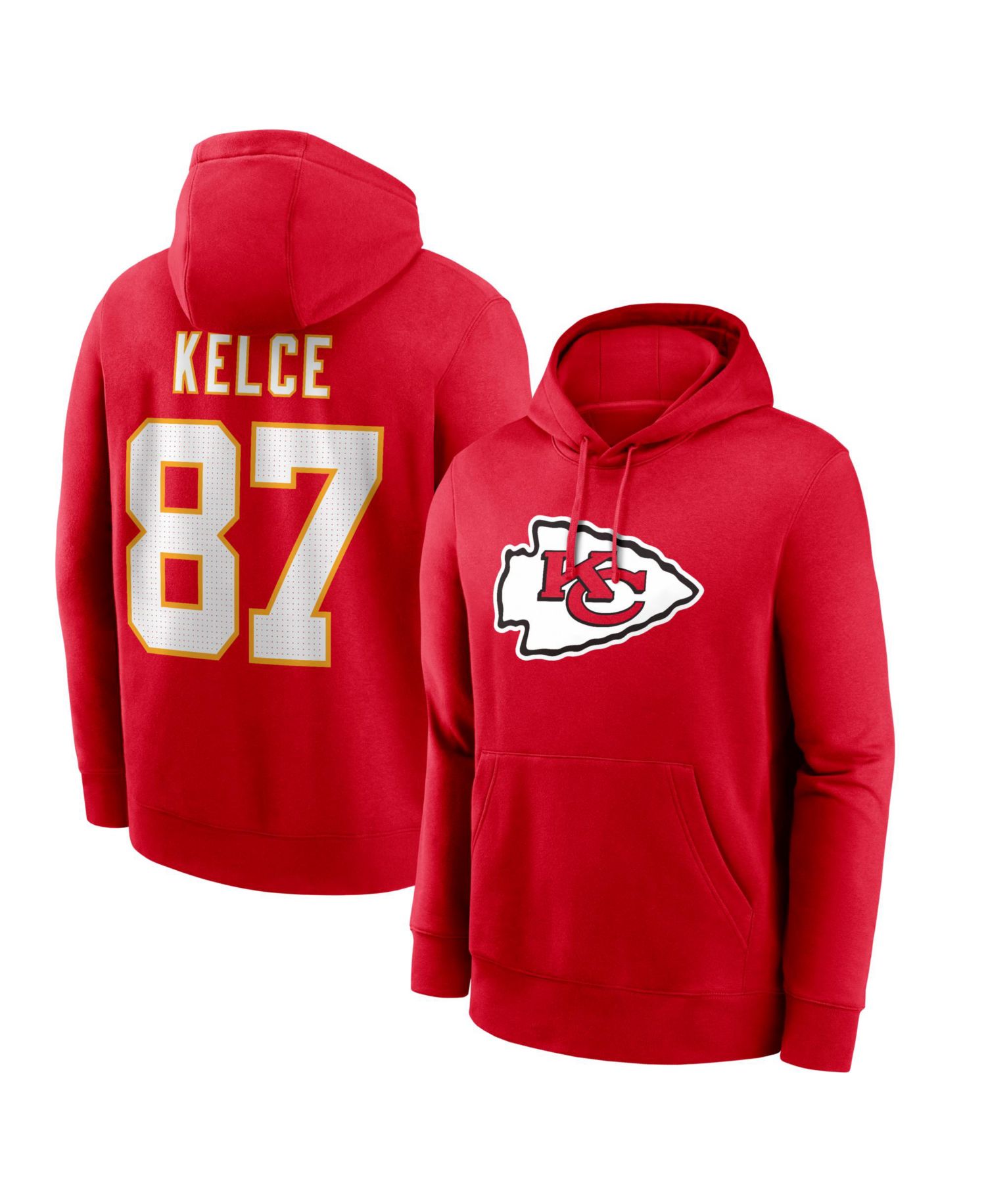 Men's Travis Kelce Red Kansas City Chiefs Name & Number Hoodie