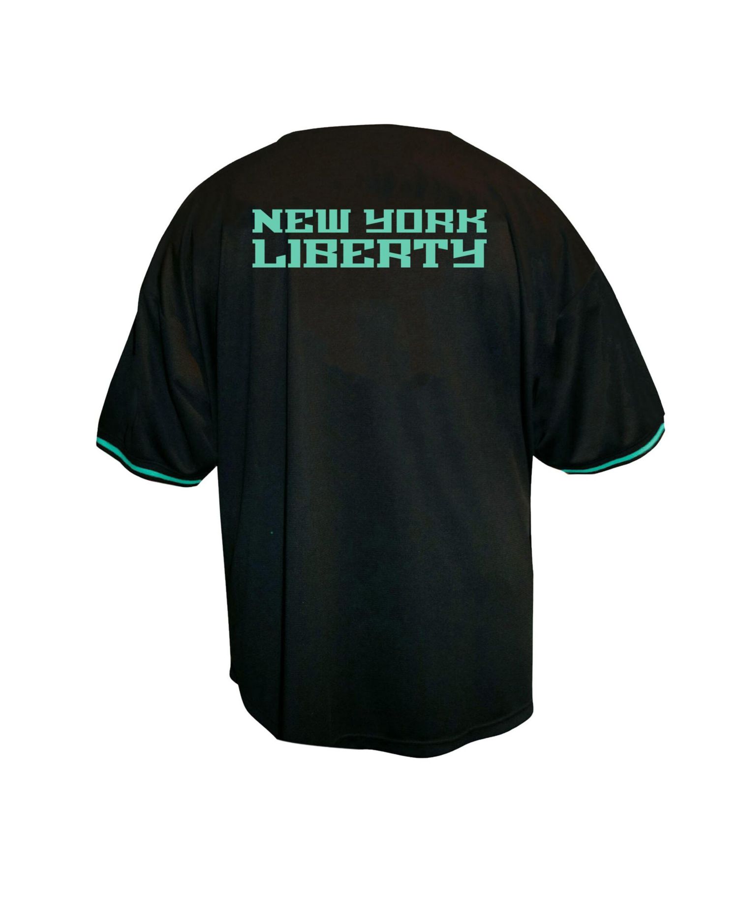 Men's Black New York Liberty Big & Tall Full-Button Fashion Jersey