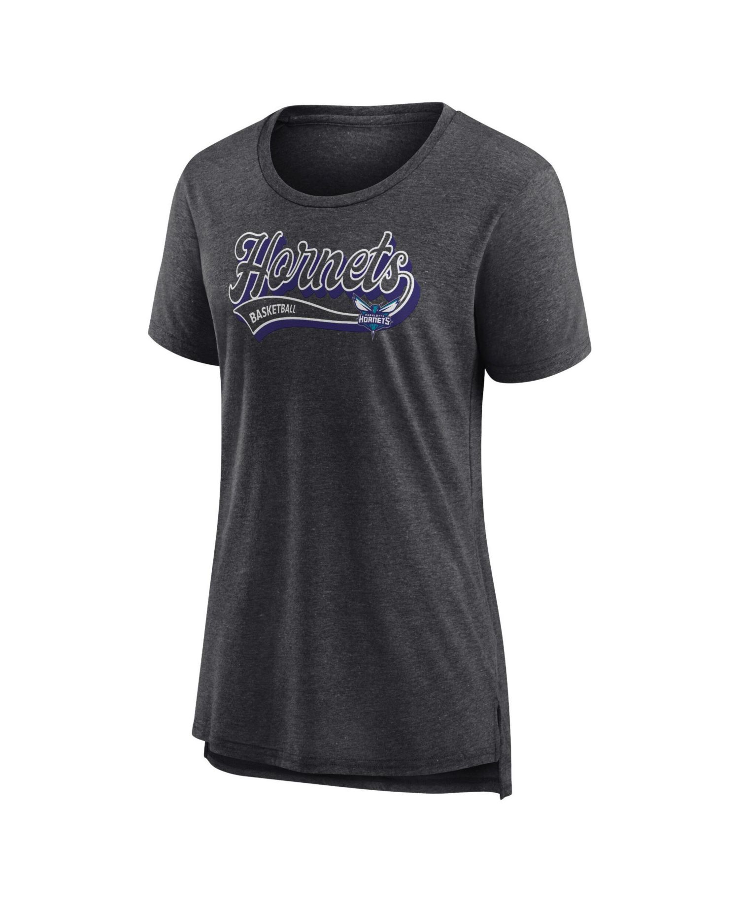 Women's Heather Charcoal Charlotte Hornets League Leader Tri-Blend T-Shirt