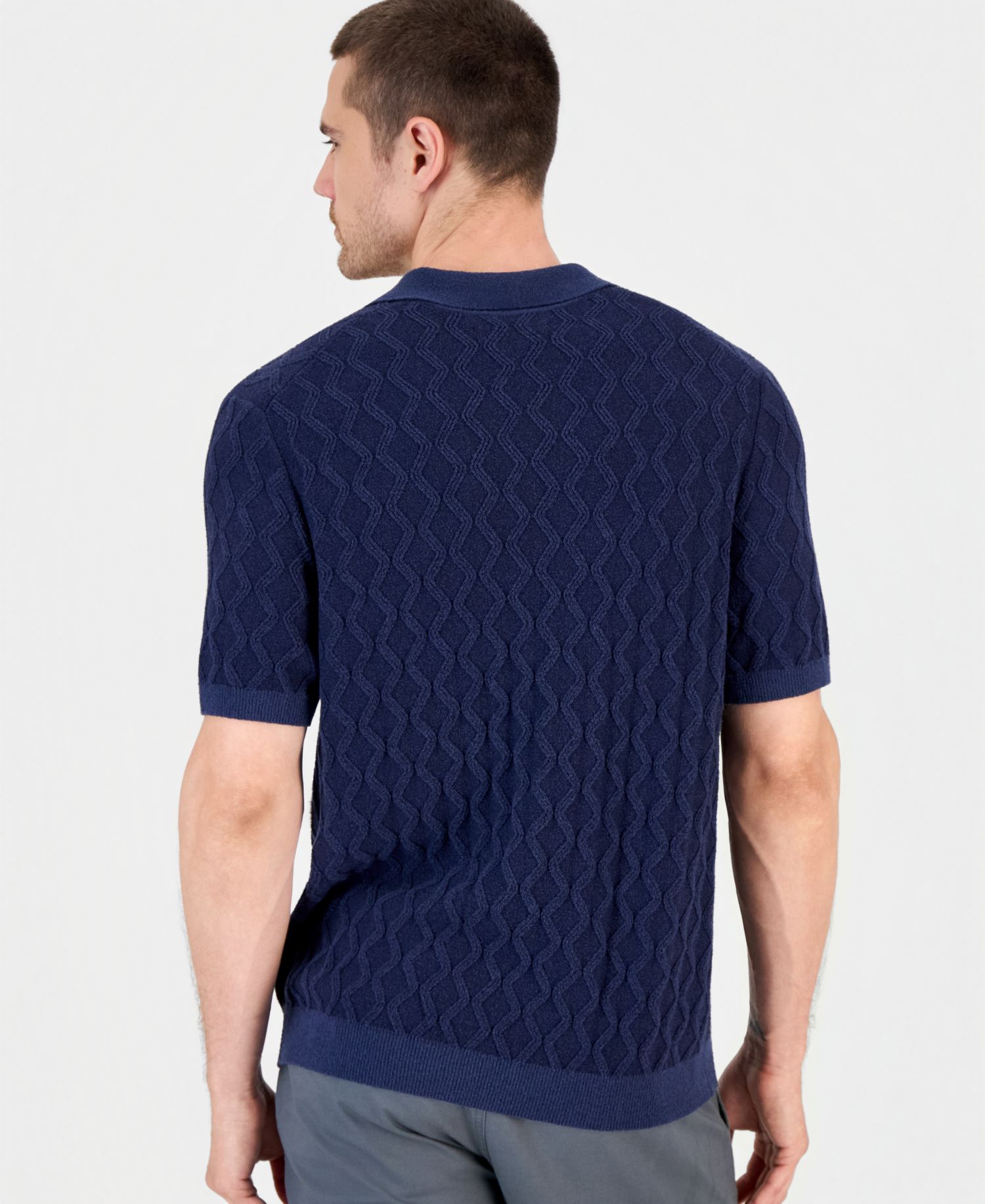 Men's Textured Johnny Collar Polo Shirt