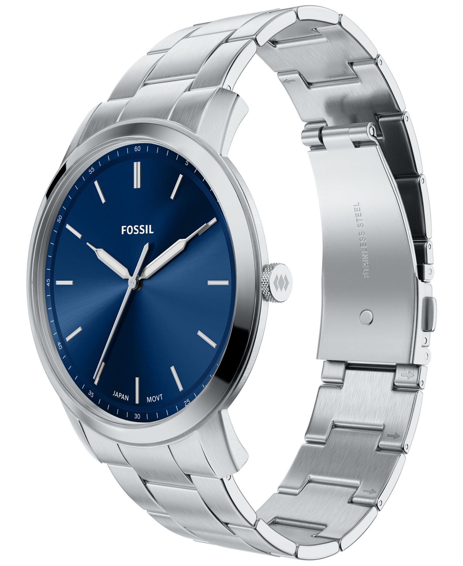 Men's Minimalist Three-Hand Stainless Steel Watch 44mm