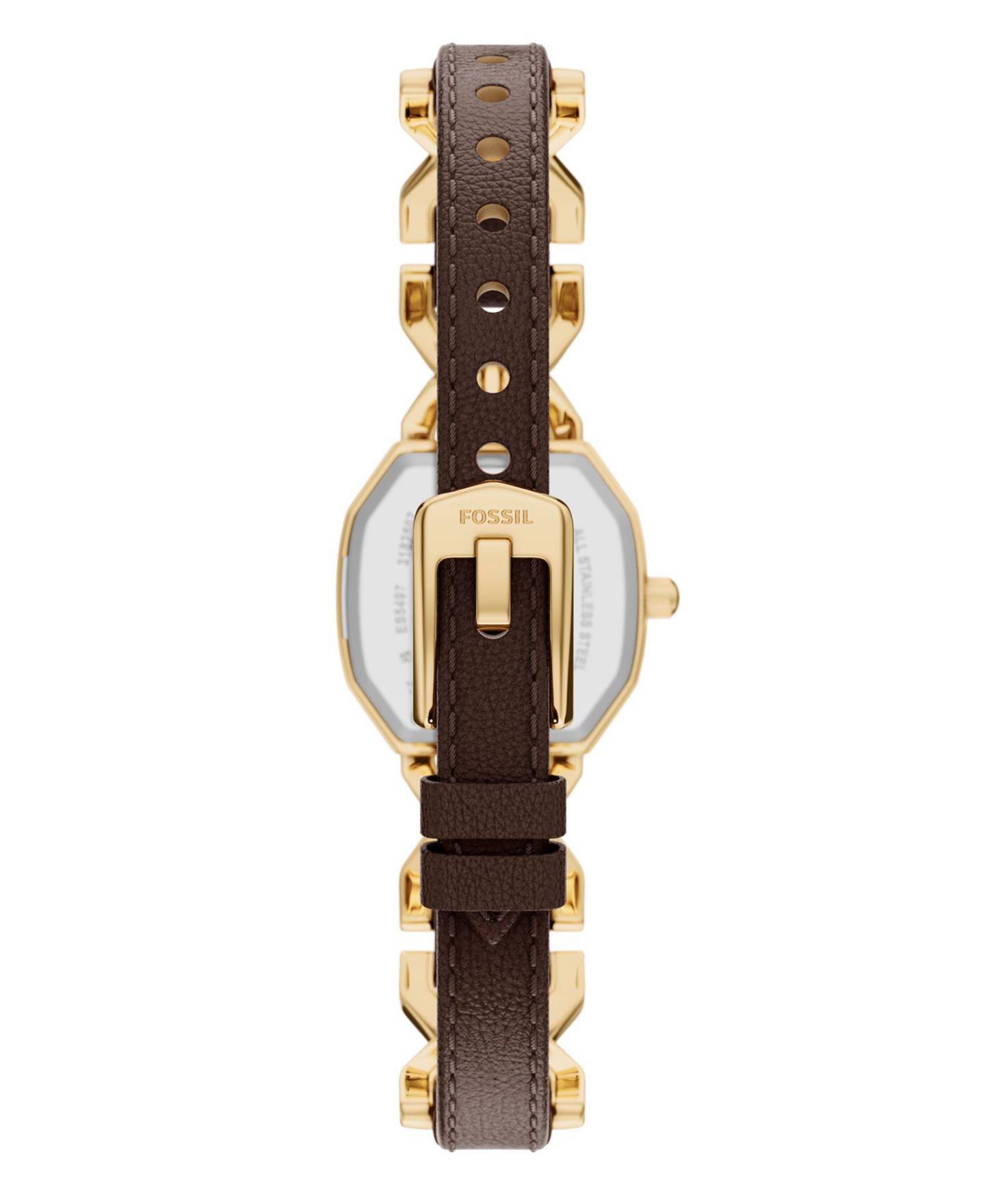 Женские часы Fossil Harlow Three-Hand Brown Leather and Gold-Tone Stainless Steel Watch 22mm — фото 2