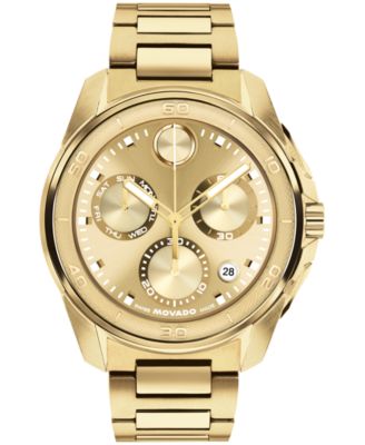Men's Bold Verso S Swiss Quartz Chrono Ionic Plated Light Yellow Gold Steel Watch 44mm