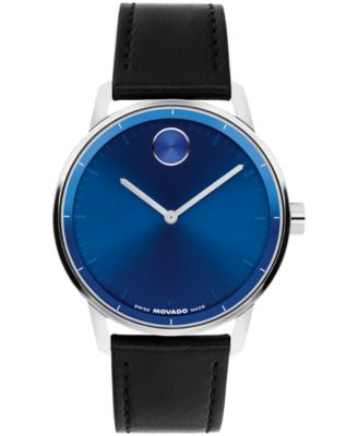 Men's Bold Echo Swiss Quartz Black Leather Watch 40mm