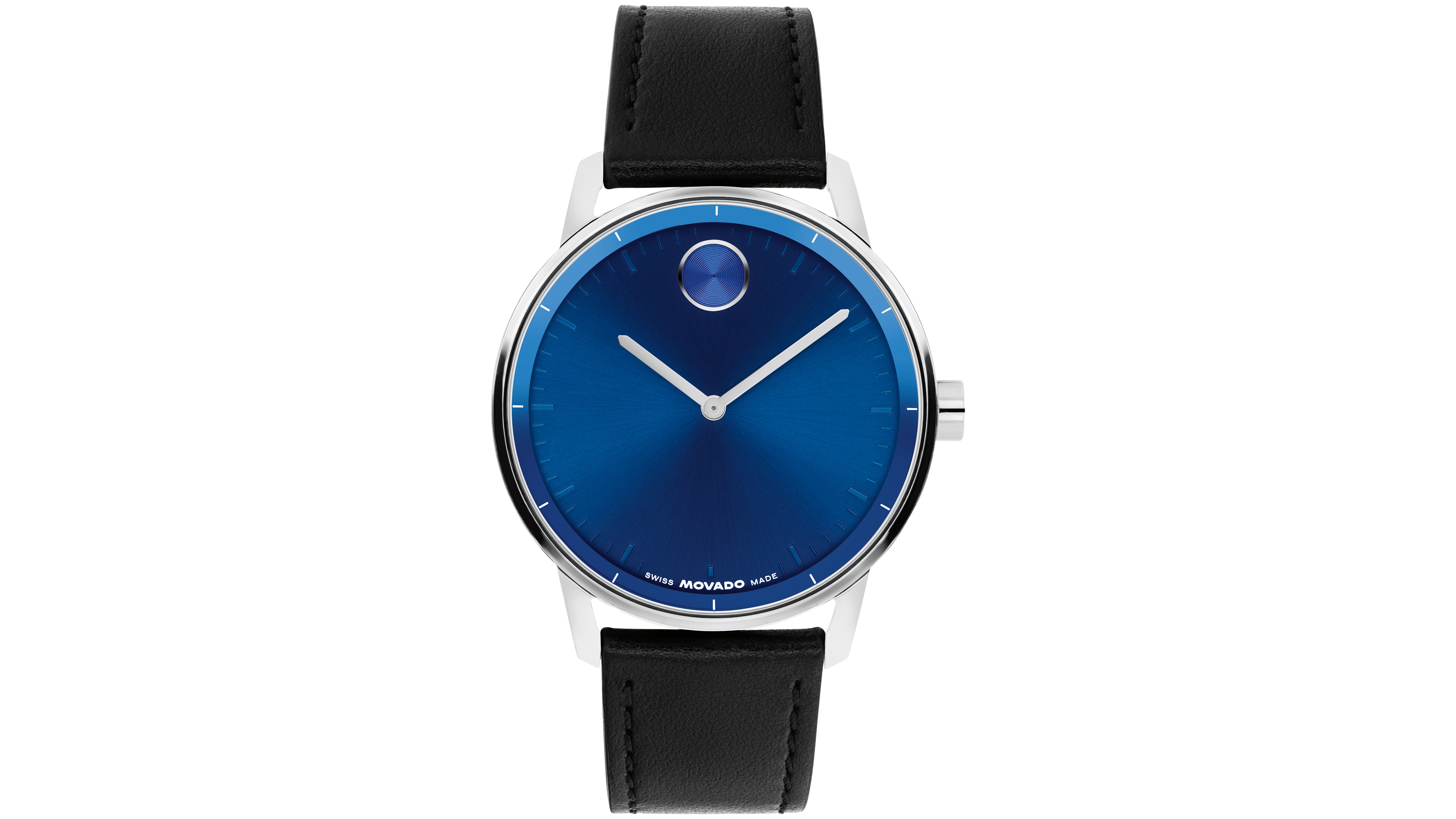 Movado Men's Bold Echo Swiss Quartz Black Leather Watch 40mm