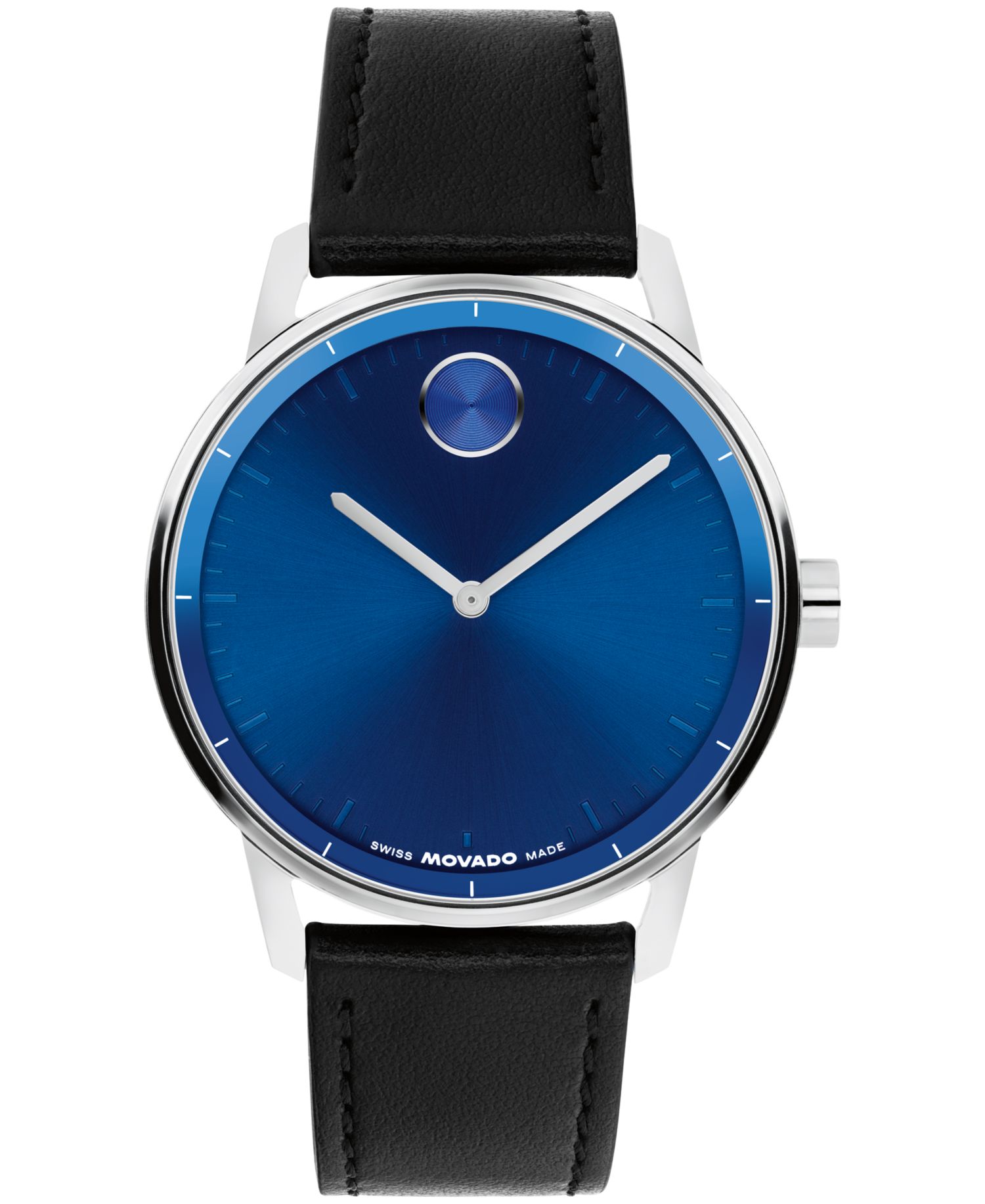 Men's Bold Echo Swiss Quartz Black Leather Watch 40mm