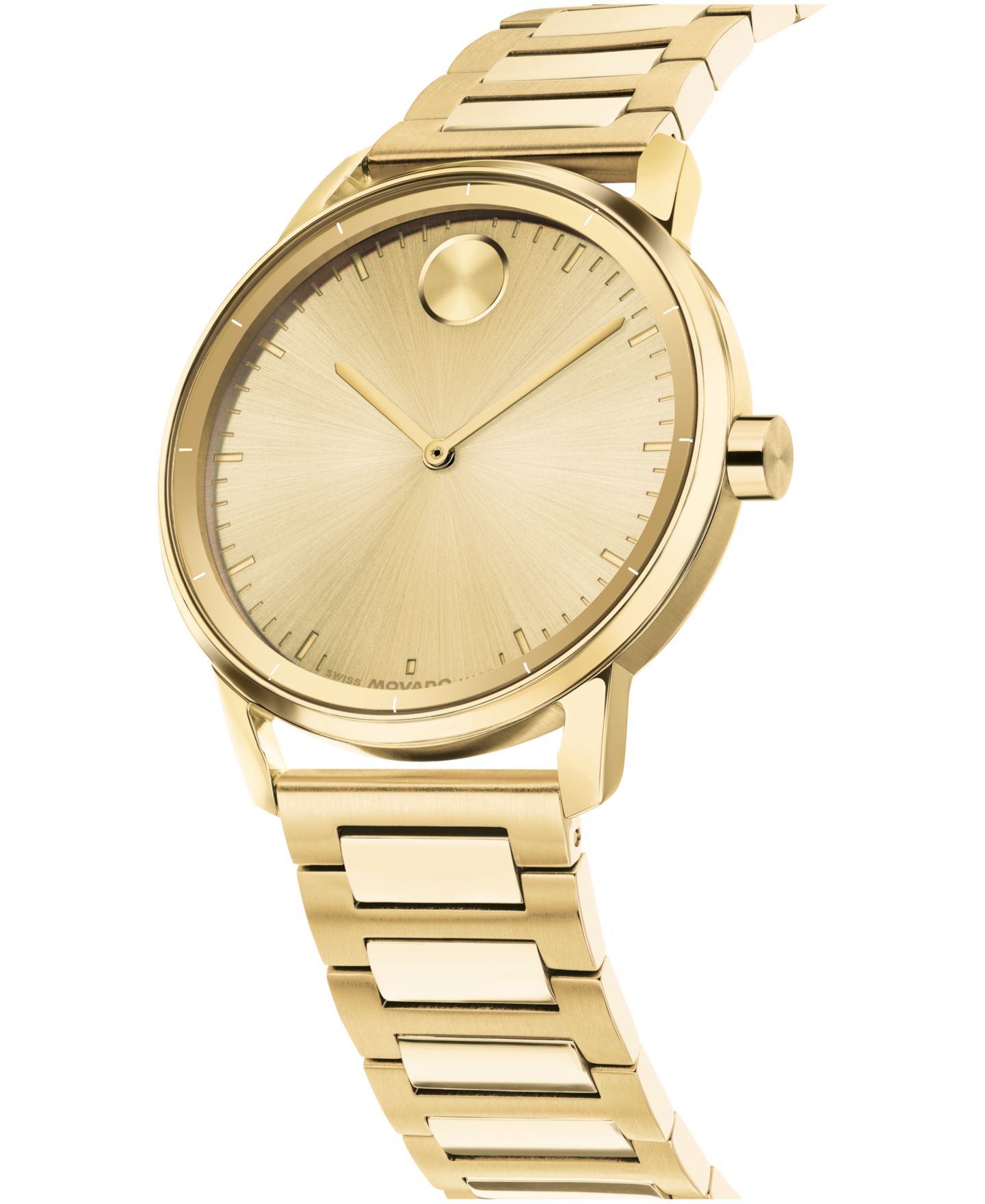 Мужские часы Movado Bold Echo Swiss Quartz Ionic Plated Light Yellow Gold Steel Watch 40mm — фото 2