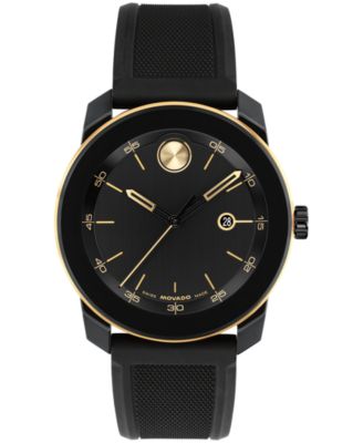 Men's Bold TR90 Swiss Quartz Black Silicone Watch 42mm