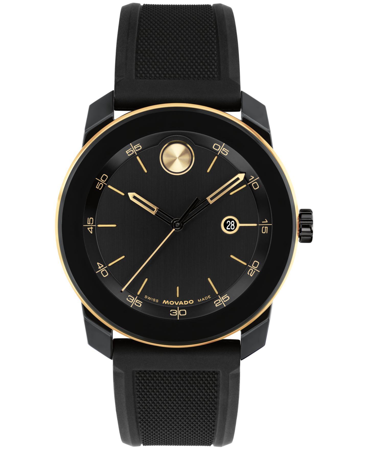 Мужские часы Movado Bold TR90 Swiss Quartz Black Silicone Watch 42mm — фото 1