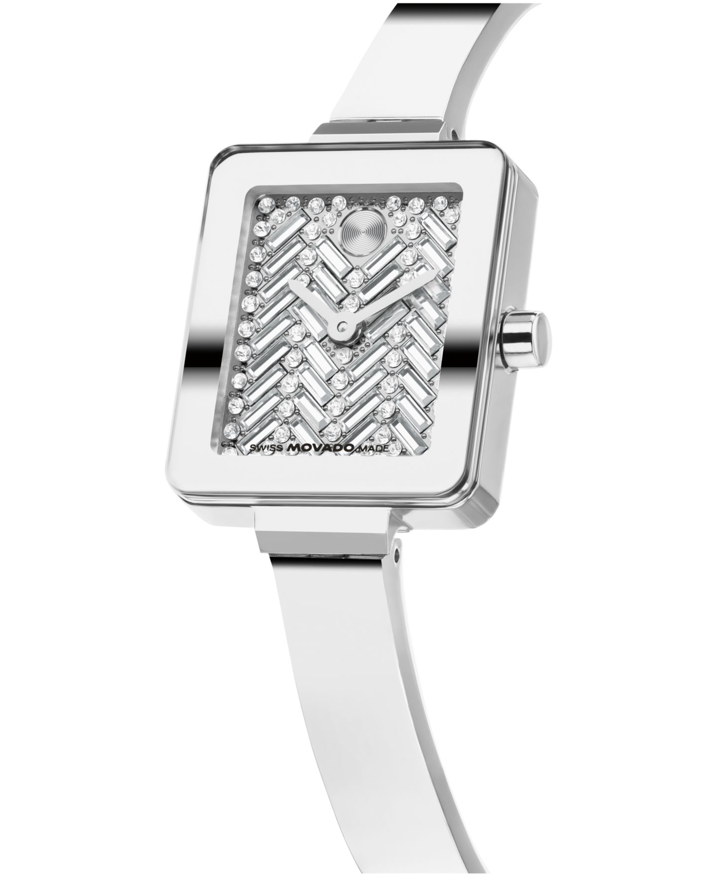 Женские часы Movado Bold Tank Mini Bangle Swiss Quartz Stainless Steel Watch 20mm x 23mm — фото 2