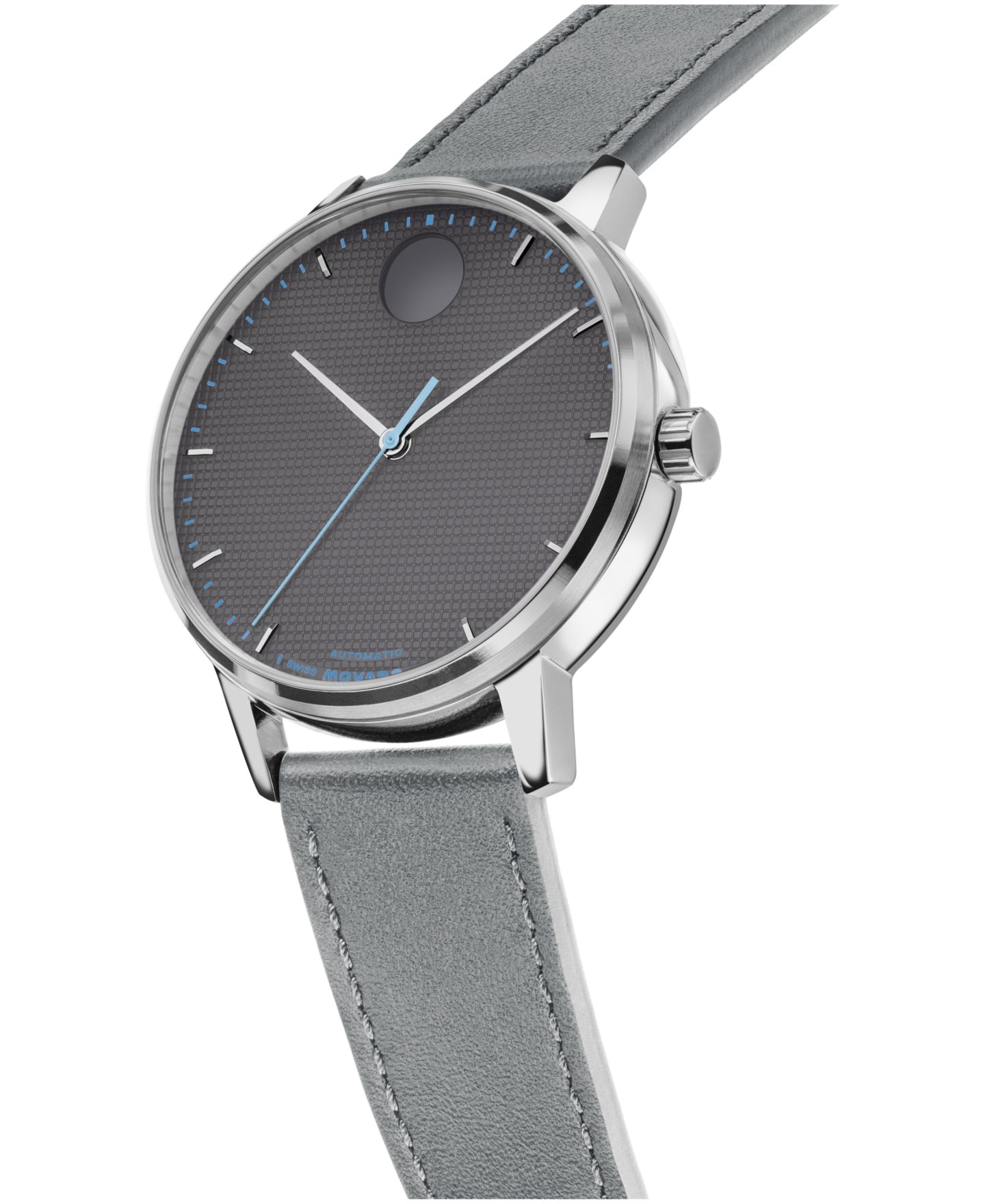 Мужские часы Movado Face Swiss Quartz Dark Gray Leather Watch 39mm — фото 2