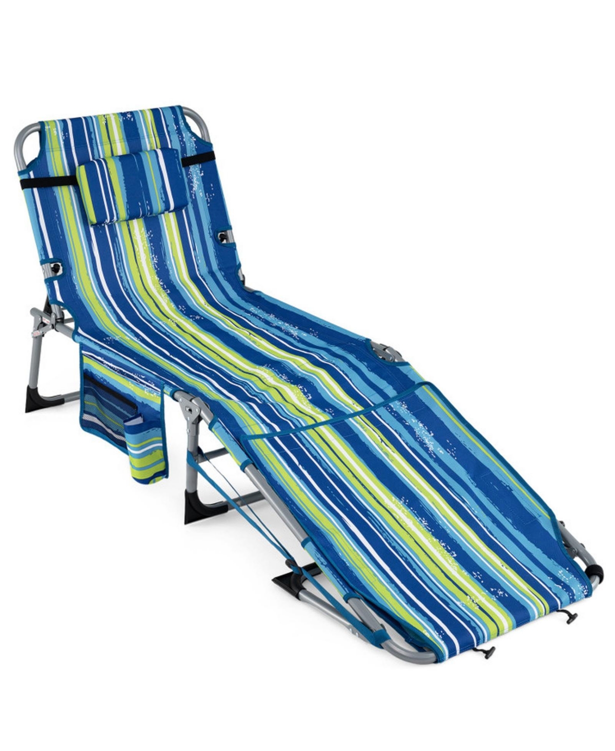 Sugift Dual-Use Portable Tanning Chair with 4-Level Recline and Removable Face Flap