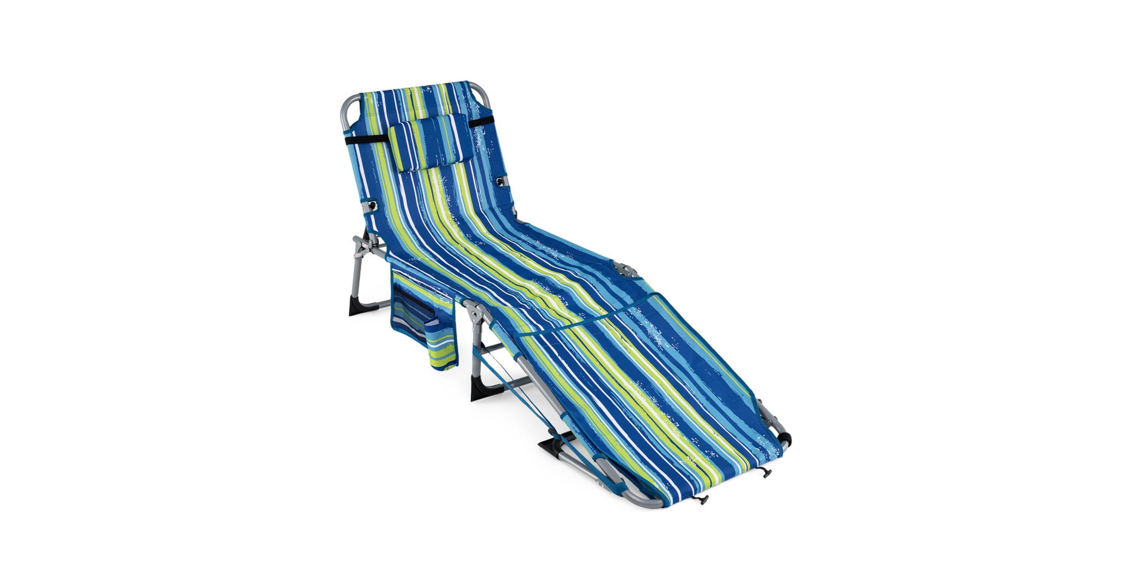 Sugift Dual-Use Portable Tanning Chair with 4-Level Recline and Removable Face Flap
