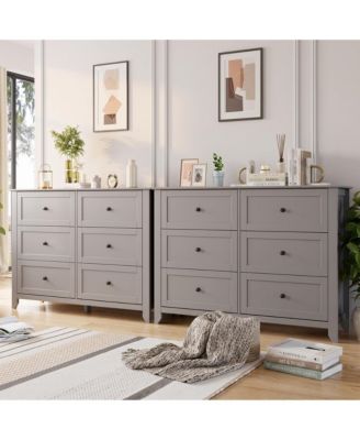 Set of 6 Drawers Dresser for Bedroom, 54" Modern Storage Chest with Painted Finish, Tall Organizer with Deep Drawers for Living Room, Closet