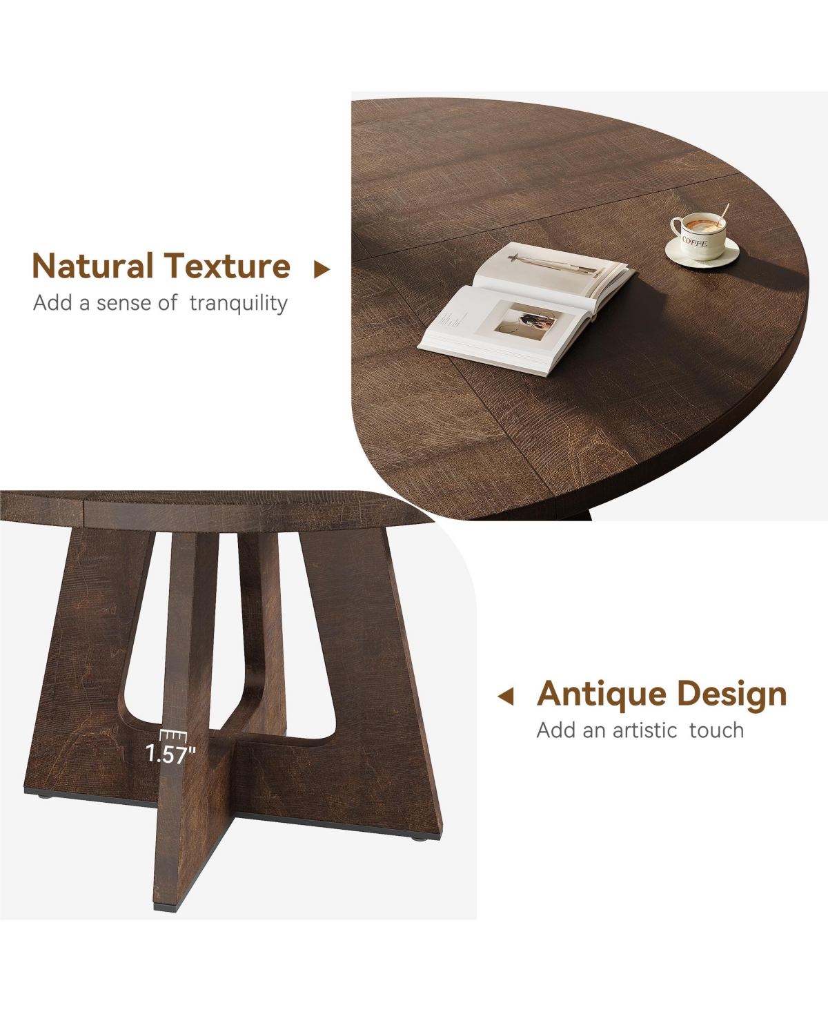 gaomon 47 in Round Large Dining Table Set for 4 to 6