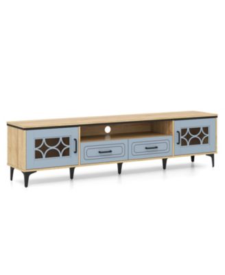 Farmhouse TV Stand for TVs up to 80 Inch with 2 Storage Drawers