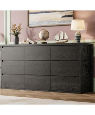 9 Drawer Dresser for Bedroom, Wide Modern Chest of Drawers, Large Wood Dresser Wooden Storage Organizer for Living Room