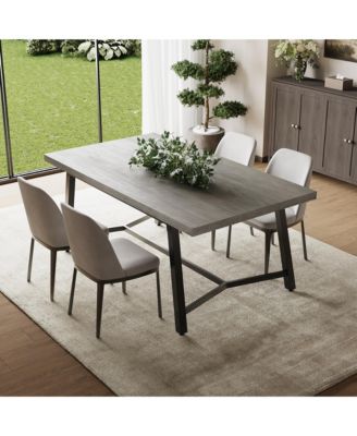 71" Wood Dining Table for 6-8 with Recessed Footrest and Curved Edge, Rectangular