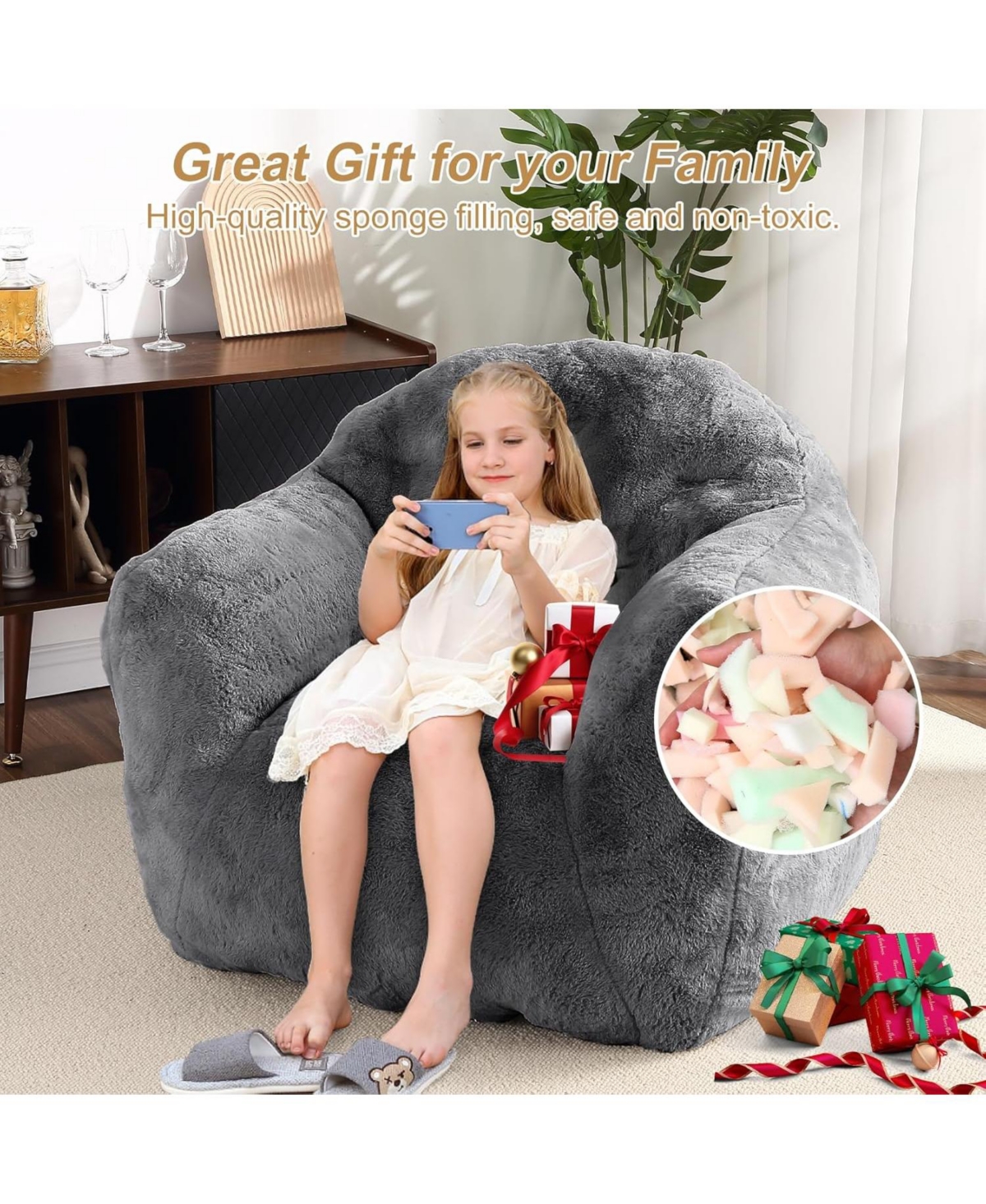 gaomon Bean Bag Chair, 39" Bean Bag Couch Kids Bean Bag Chair with Filler Included