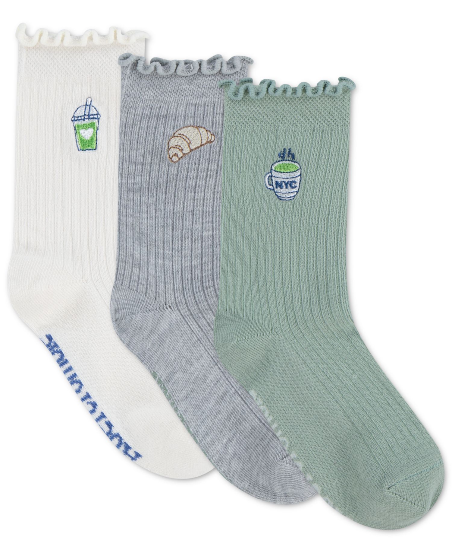 Girls' 5-11 Half-Crew Lettuce Socks, 3-Pack