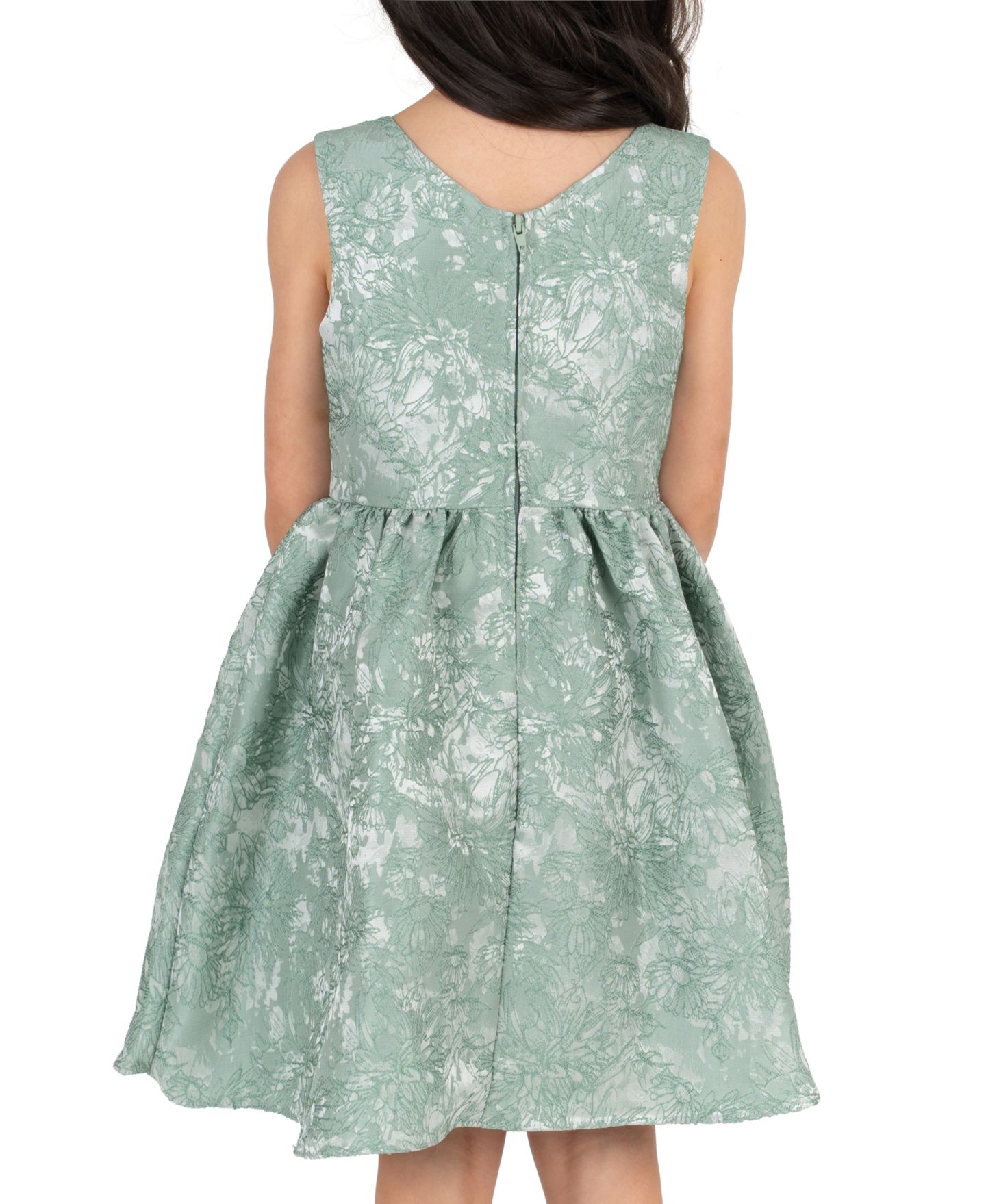Платье Rare Editions Brocade Bodice with Large Self Bow Dress для девочек, цвет: Шалфейный — фото 3