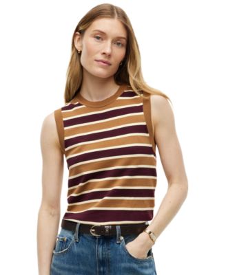 Women's Striped Sleeveless Crewneck Top