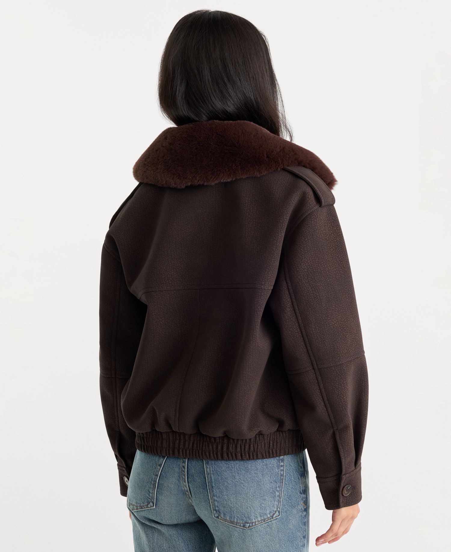 Women's Removable Faux Fur Collared Jacket