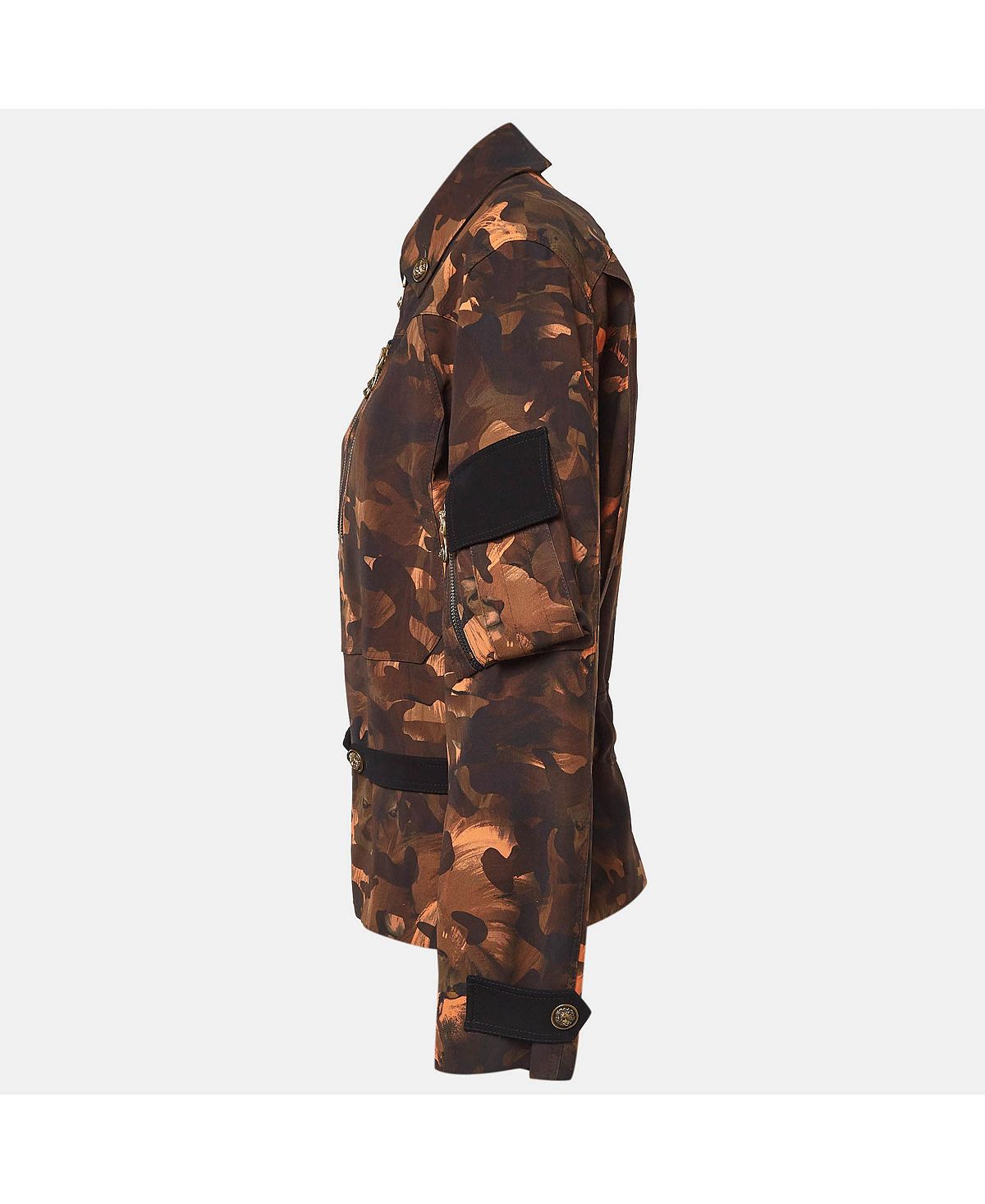 Pre-Owned Versace Women's Camouflage Print Jersey Zip-Up Jacket view 3 — MAYCSS fashion products