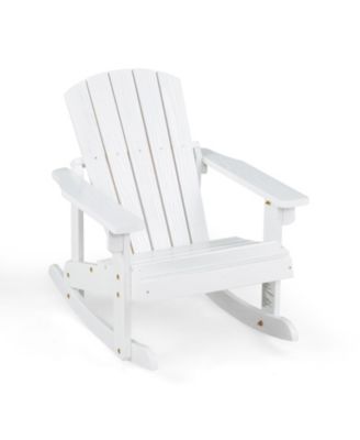 Outdoor Kids Adirondack Rocker Chair with Slatted Wood Seat and Back