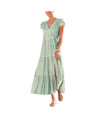 Women's Flutter Sleeve Maxi Dress