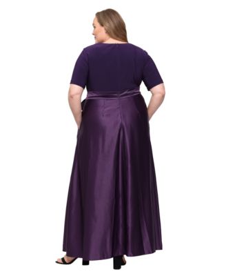 plus size matte jersey dress Alex Evenings V-Neck Ball Gown Ulla popken
